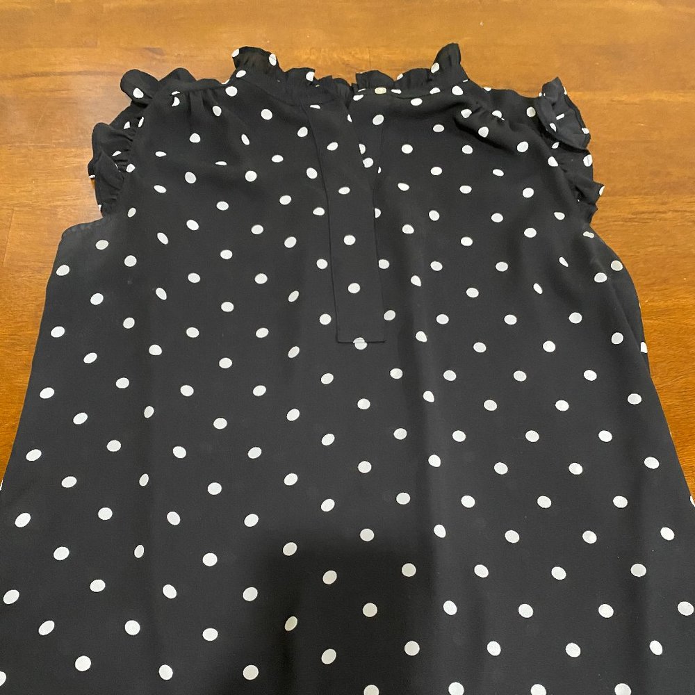 Polka Dot Ruffle Sleeve Shell Top